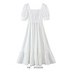 欧美女装 度假款白色全蕾丝修身短袖大长裙高质感方领礼服连衣裙