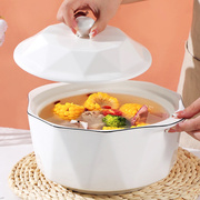 10.5英寸双耳锅陶瓷家用大号，汤碗汤盆大碗创意日式泡面碗单个带盖