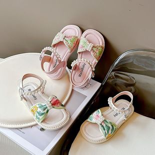 女童夏季凉鞋2024儿童珍珠公主鞋海边度假宝宝童鞋小女孩鞋子