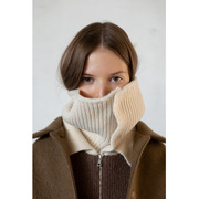 韩国设计师款基础色含30美丽诺羊毛，纽扣针织毛线围脖女士秋冬围巾