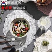 韩国进口AMELIA食品级硅胶碗盘垫餐垫隔热锅垫复古纯色欧式椭圆形