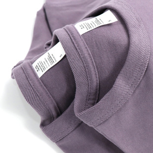 300g重磅碳素磨毛黑布林紫色，短袖t恤纯棉浅紫色宽松体恤女款tee
