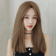韩版时尚中分刘海假发女长发自然修颜锁骨直发假发头套