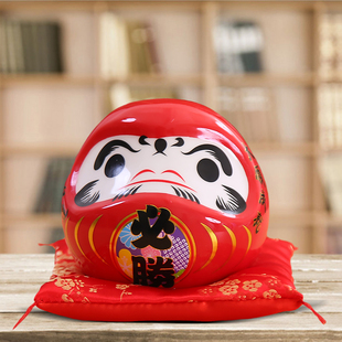 达摩摆件小号招财猫日式红色，存钱罐创意礼物，日本开运装饰陶瓷