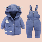 宝宝羽绒服男童套装洋气小童1-5岁婴儿童冬装两件套加厚反季