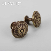 olrvli欧式复古门黄铜拉手抽屉衣柜家具做旧柜把手中式古铜色拉手