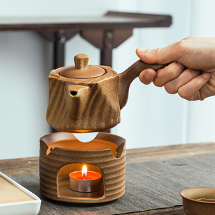 茶壶小火温茶炉蜡烛，柴烧陶瓷家用加热温酒功夫禅意茶具粗陶煮茶器