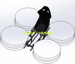 单座椅载人4四旋翼机直升飞机身结构3D三维几何数模型Solidworks