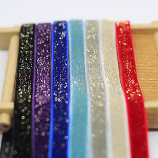 1厘米星点金葱植绒带包装丝带diy蝴蝶结发夹，材料包手工(包手工)制作发饰品