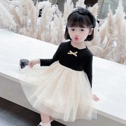 女童连衣裙2022秋装韩版洋气女宝宝，4网纱裙1-3-5岁婴儿公主裙