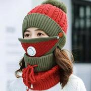 帽子女冬天加绒毛线帽韩版青年甜美可爱女士秋冬季针织帽加厚保暖