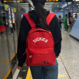 帝客dickies书包校园女大中学生双肩背包电脑防水旅行高中生红色