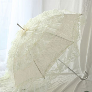沛欣洋伞白色蕾丝梦幻公主甜美拍摄摄影拍照宫廷直杆伞长柄晴雨伞