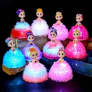 七夕情人节礼物女友生日创意小芭比娃娃幼儿女孩发光玩具货源
