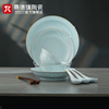 景德镇陶瓷影青白瓷，中式玲珑餐具饭碗盘子家用瓷器，套装2024年