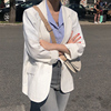 薄款白色棉麻小西装外套，女夏季休闲小个子设计感韩版亚麻防晒西服