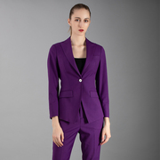 春季紫色商务休闲小西装裤装通勤时尚，气质修身显瘦欧美风西服