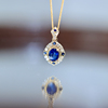 天然蓝宝石18k金天然(金天然)钻石镶嵌复古华丽吊坠天然蓝宝石精致