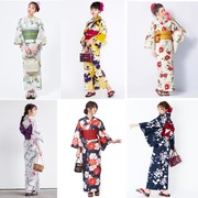 出口日本女grl日本和服浴衣，清新可爱花色，腰部折叠传统款
