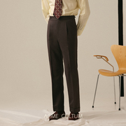 AC定织高支精纺羊毛意式高腰单褶直筒西裤男正装商务休闲垂感长裤