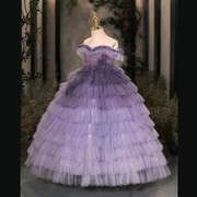 少儿生日宴红毯花仙子公主蛋糕裙钢琴女童小主持人走秀款绑带礼服