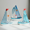 地中海风格创意家居，装饰摆设木质帆船模型小摆件手工艺木船小船