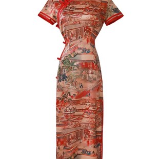 老上海旗袍复古中国风走秀中长款国潮日常可穿改良版连衣裙女夏季