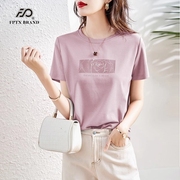 夏季休闲短袖t恤女士圆领正肩显瘦韩版上衣半袖棉体恤打底衫
