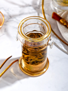 耐热无铅玻璃红茶杯茶具双耳杯，描金泡茶壶花草，泡茶器花茶绿茶专用
