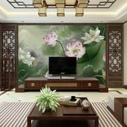 3d新中式荷花壁纸客厅沙发电视背景墙壁画影视墙装饰墙纸无缝墙布