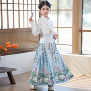 女童马面裙套装女孩中国风古装，中大童襦裙，唐装春夏季洋气儿童汉服