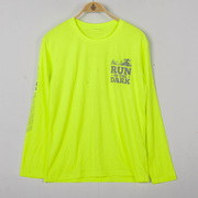 外贸单男女(单男女)夏季户外速干弹力长袖体恤衫荧光，绿反光夜跑运动t恤