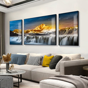 定制客厅装饰画沙发背景墙挂画现代轻奢高档大气，三联画自然风景山