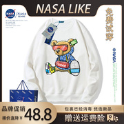 NASA联名国潮熊公仔印花圆领卫衣男童女童美式重磅亲子装长袖上衣