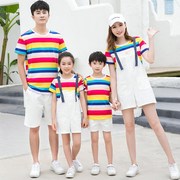2022夏季纯棉短袖亲子装，游玩户外全家装，韩版大码装儿童亲子装套装