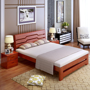 实木床现代简约1.8米松木，双人床出租房简易经济型，单人1.5米儿童床