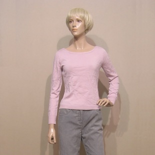 女装依兰ELANIE粉紫色长袖羊毛套头针织衫低价销售