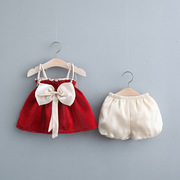 1-3岁女宝宝洋气套装夏装，2周岁婴儿衣服小女童吊带裙衫短裤两件套