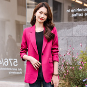 红色西装外套女2023年春秋款高级感韩版显瘦小个子气质小西服上衣