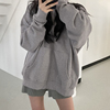 连帽卫衣女宽松bf慵懒风加绒加厚秋冬季韩版学生开衫拉链上衣外套