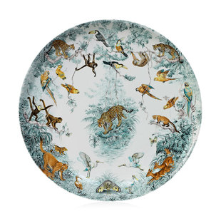欧式赤道丛林盘子摆盘花鸟动物陶瓷装饰平盘样板房间摆件墙面挂盘