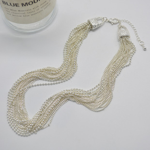 英国设计师cherrykoko波光粼粼银白色，多层链条项链，小众高级感气质