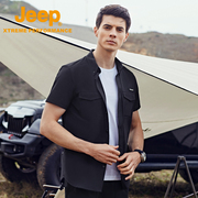 Jeep吉普特氟龙三防短袖衫户外透气凉感衬衫男士休闲运动半袖衣服