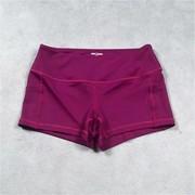 外贸瑜伽女短裤速干健身弹力紧身大码三分粉红裤黑蓝紫色