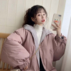 冬季羽绒棉服女2021年棉袄韩版宽松短款加厚两面穿棉衣外套潮