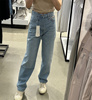 CK Calvin Klein女士舒适棉质高腰90复古直筒阔腿牛仔裤长裤