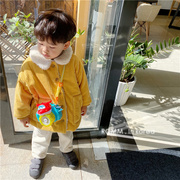 RQMM韩国进口童装 冬季 温暖鹅黄色灯芯绒翻领羊羔绒外套三色