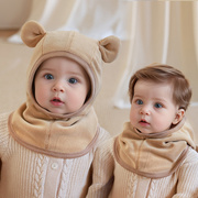 宝宝帽子秋冬季男童护耳帽婴儿保暖女童围巾一体儿童套头可爱幼儿