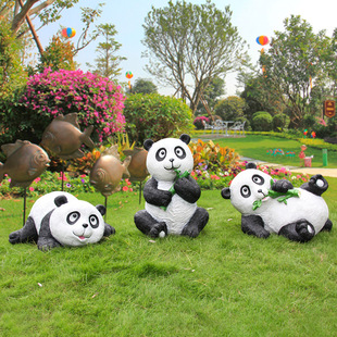 2023户外仿真熊猫雕塑庭院，别墅装饰可爱公园，幼儿园小区草坪大熊猫