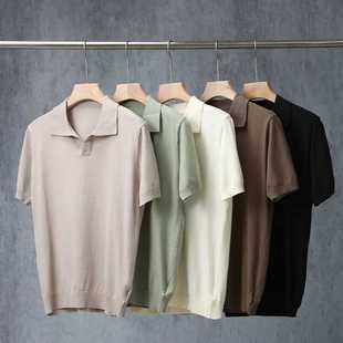 莱赛尔凉感科技纤维 调性设计师款 简约宽松针织POLO衫T恤潮A199
